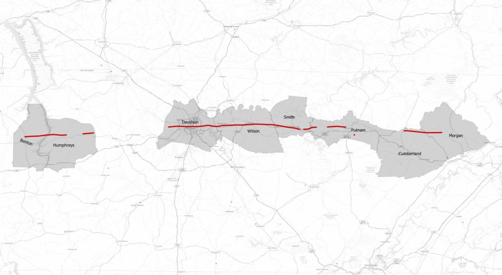 Path of Nashville Tennessee Tornadoes