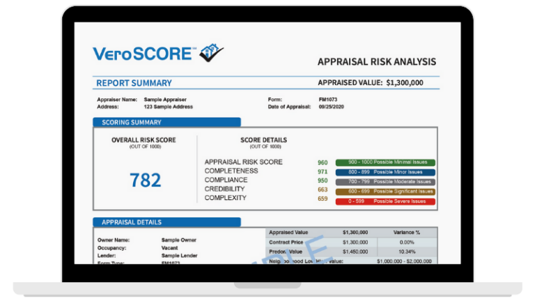 Screen view of sample report