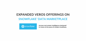 Banner with message: Seamless Access to Real Estate Data: Veros Expands Offerings on Snowflake Data Marketplace