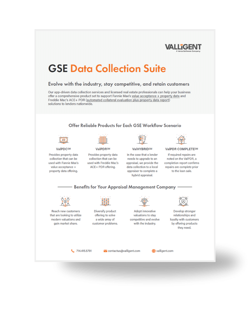 Cover Page of Valligent GSE Data Collection Suite Reseller