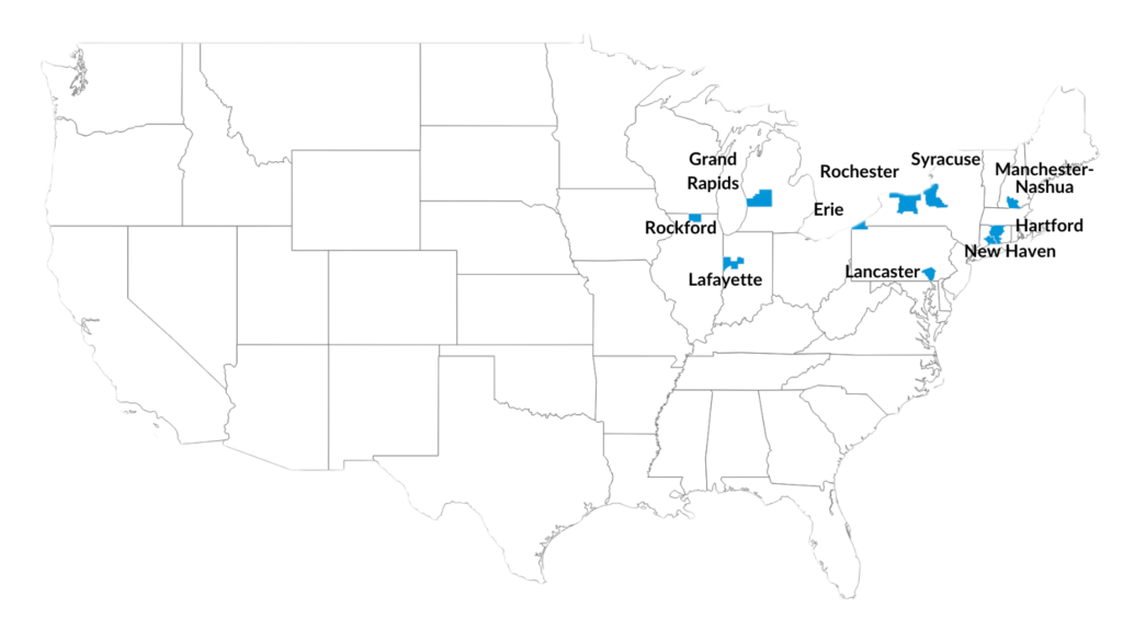 Map of Q4 2024 Top 10 Hottest U.S. Housing Markets